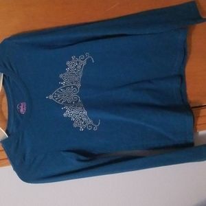 Long Sleeves Sapphire Blue Shirt with sliver tiara